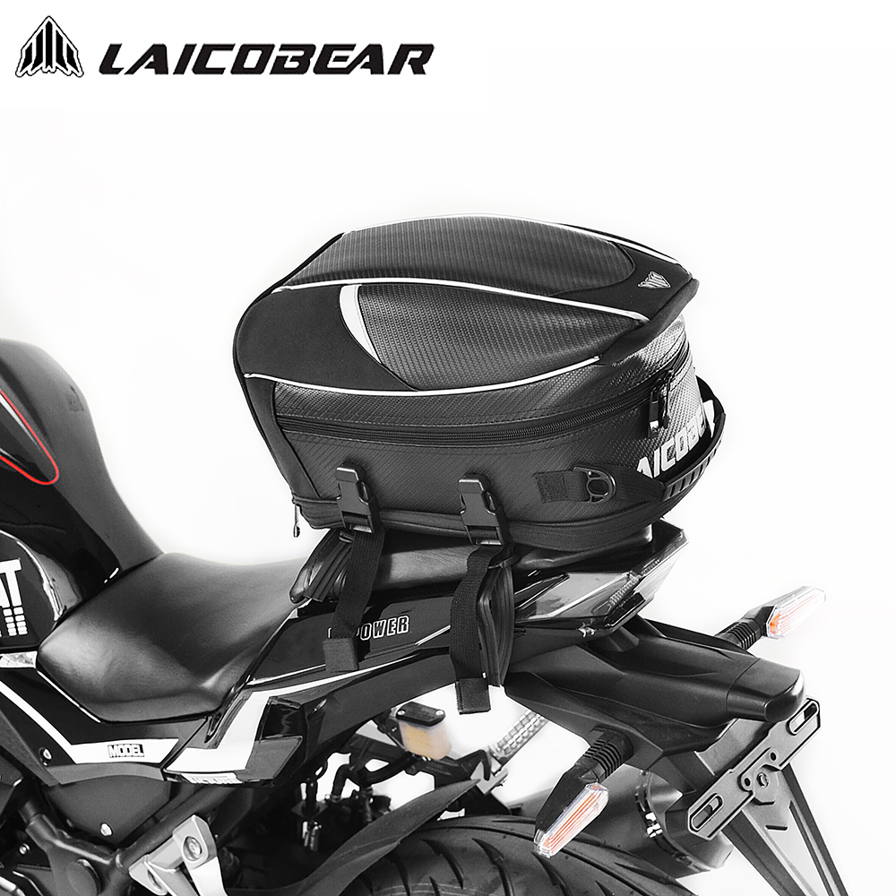 Motorcycle Gear Warehouse - กระเป๋าท้ายรถจักรยานยนต์สีดํามอเตอร์ไซด์กันน้ําหางเดินทางไรเดอร์กระเป๋าด้านหลังที่นั่งด้านหลังกระเป๋าความจุขนาดใหญ่ถุงอาน