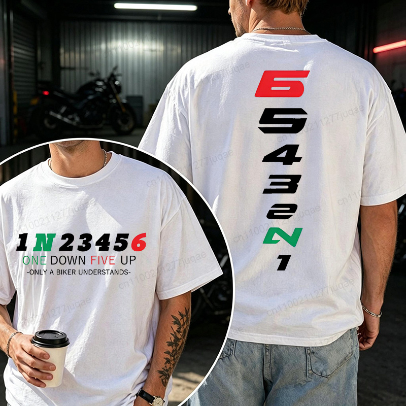 Motorcycle Gear Used - ฮาราจูกุ สตรีทแวร์ 1N23456 เสื้อยืดผู้ชายลายรถมอเตอร์ไซค์ แนวเรโทร ของขวัญวันมอเตอร์ไซค์