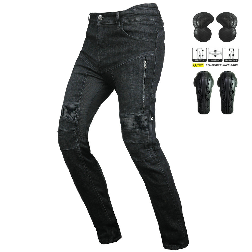 Motorcycle Gear Jeans - กางเกงยีนส์มอเตอร์ไซค์ ระบายอากาศได้ดี กางเกงขี่มอเตอร์ไซค์เอวสูง กางเกงยีนส์มอเตอร์ครอส พร้อมอุปกรณ์ป้องกัน CE