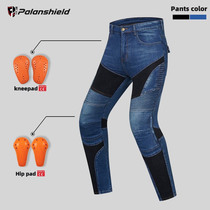 Motorcycle Gear Jeans - รถจักรยานยนต์กลางแจ้งผู้ชายกางเกงป้องกันเกียร์ขี่สําหรับการเดินทางสีฟ้าสีดํามอเตอร์ไซด์กางเกงเข่าสะโพก Pads Motocross Moto กางเกงยีนส์